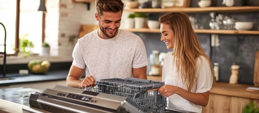 couple-unloading-dishwasher-modern-kitchen